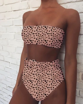 

TITAME Women's Sexy Solid Buckle Bikini Set High Waist Wrap Padding Bandeau Bathing Swimwear Suit Swimming Bra Set for Bathing