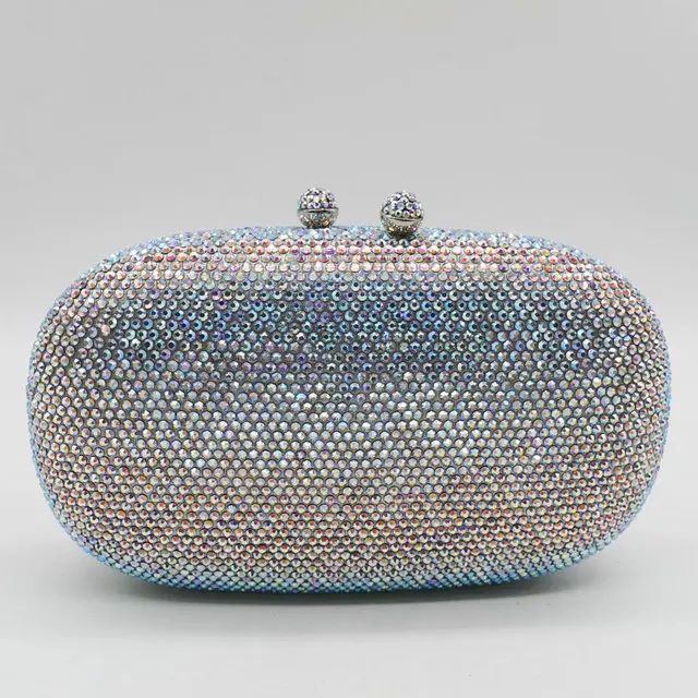 Silver Boutique De FGG элегантные женские фиолетовые вечерние сумки с бриллиантами, свадебные вечерние сумочки и сумочки с кристаллами - Цвет: Silver