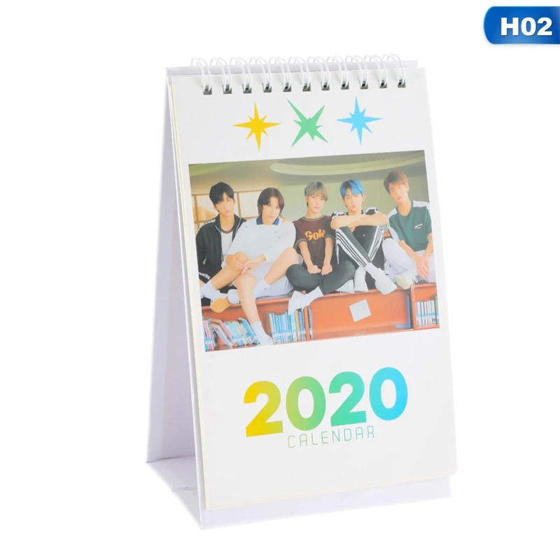 2 Новинка Kpop Мода TXT черный розовый Настольный календарь фото картина канцелярский календарь - Цвет: 2