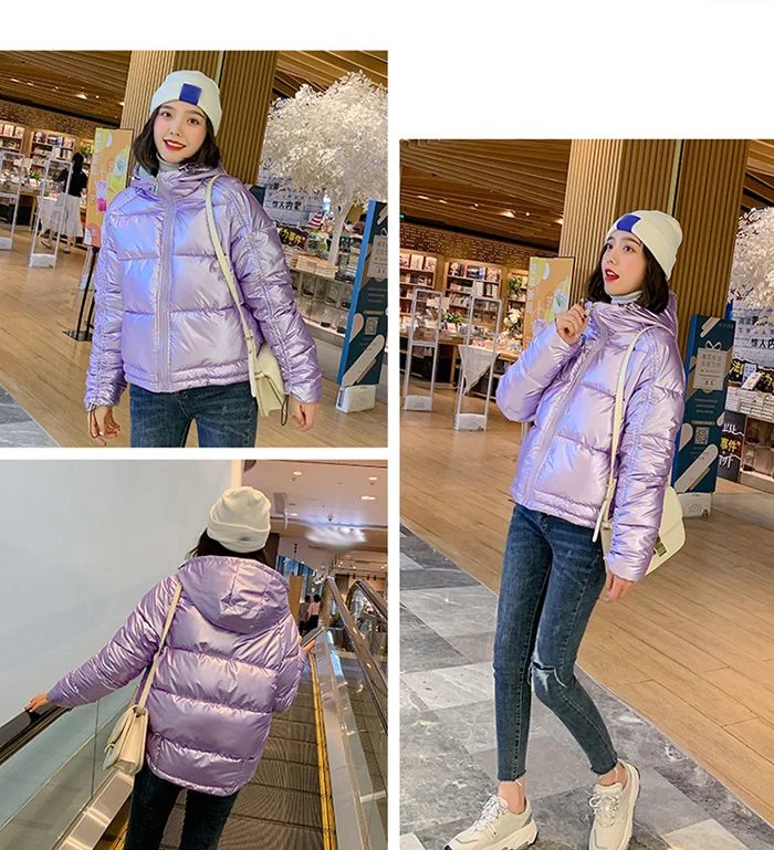 Bright Down Cotton Parkas Women's Short Bread clothing New Winter Chic Cotton Coat Women