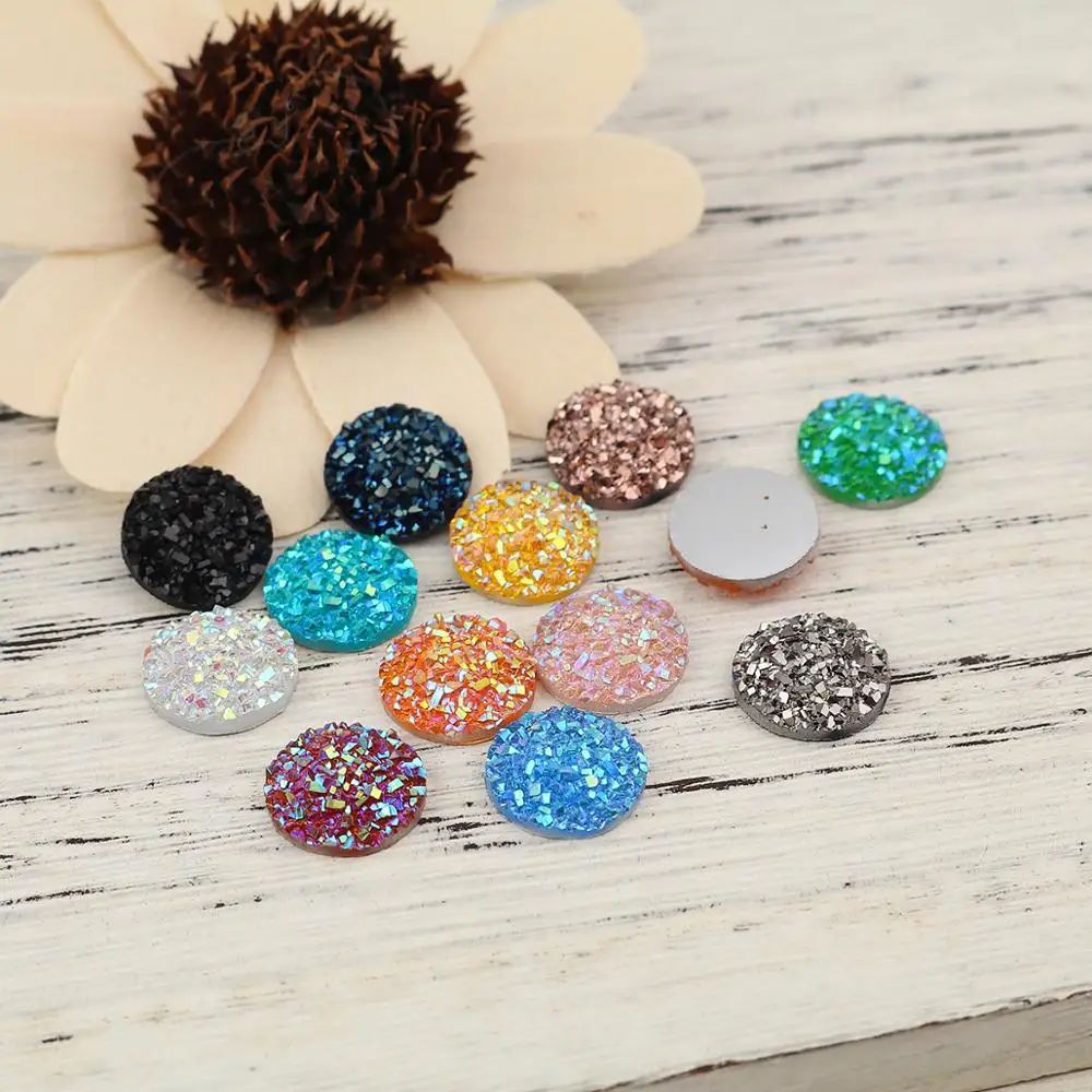 

DoreenBeads Fashion Resin Druzy/ Drusy Dome Seals Cabochon Round Rose Gold Jewelry DIY Findings Charms 12mm( 4/8") Dia., 10 PCs