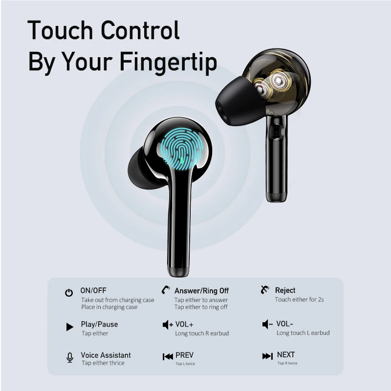 Awei T12p Earbuds Tws Wireless Earphone Bluetooth Handsfree Deep Bass Touch Control In Ear With Mic 390mah Battery Charging Case Bluetooth Earphones Headphones Aliexpress