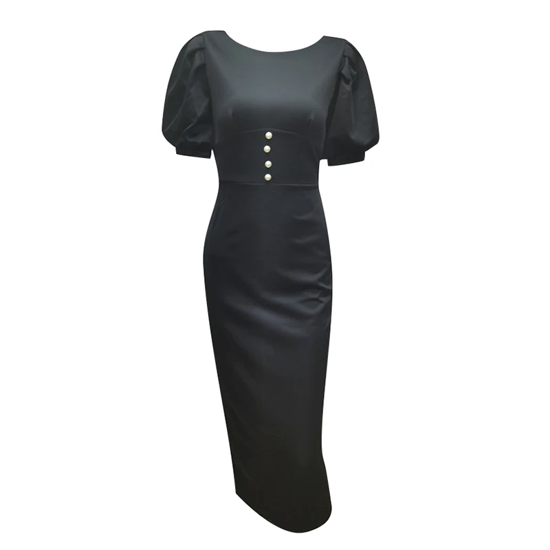 Conmoto puff club винтажное платье, женское сексуальное летнее длинное платье с открытой спиной, однотонное облегающее платье с бантом на пуговицах размера плюс, vestidos