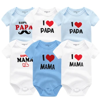 

Summer Baby rompers Cotton newborn Clothing 6pcs i love papa&MAMA baby short sleeve Jumpsuits Roupas de bebe infant Clothes