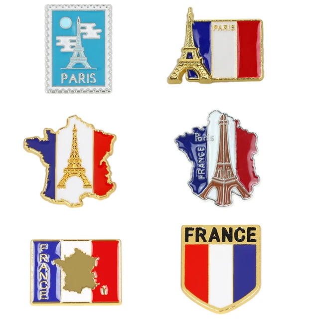 France National Flag Enamel Pins GR Paris Eiffel Tower La Tour Eiffel  Souvenir Badge Brooch Bag