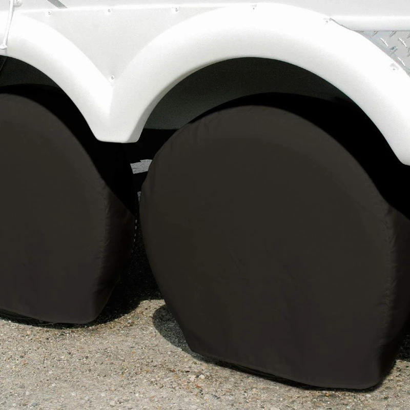 Tire Covers 4 Pack- Vinyl Tire Wheel Protector for Truck, SUV, Trailer, Camper, RV- Universal Fit Tire Diameters Black