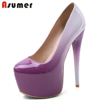 

ASUMER 2020 spring summer pumps women shoes round toe European Style sexy super high heel platform shoes ladies Night Club Shoes
