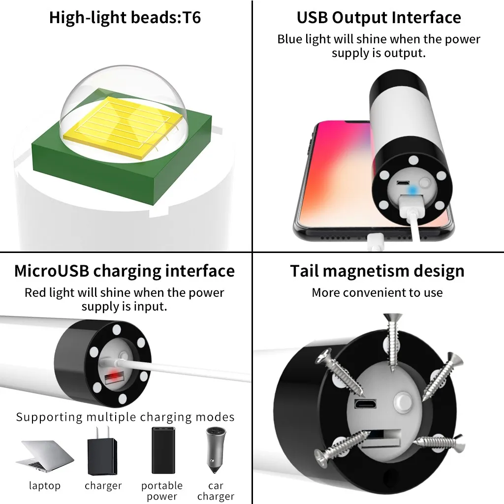 Мини светодиодный алюминиевый сплав USB перезаряжаемый портативный Uutdoor фонарик Открытый удобный светодиодный фонарик лампа факел фонарик