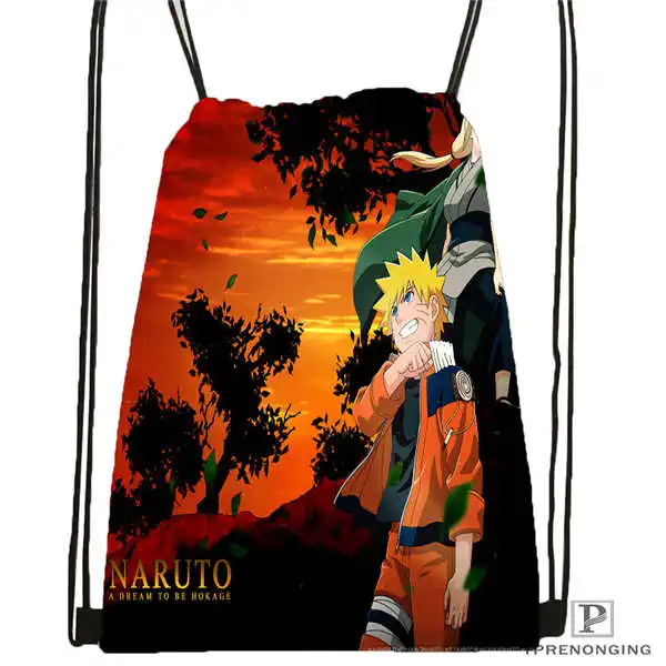 Drawstring Backpack Стикеры с Наруто Shippuden походная сумка на шнурке милый рюкзак для детей(черная спинка) 31x40 см#180531-04-39 - Цвет: Drawstring Backpack
