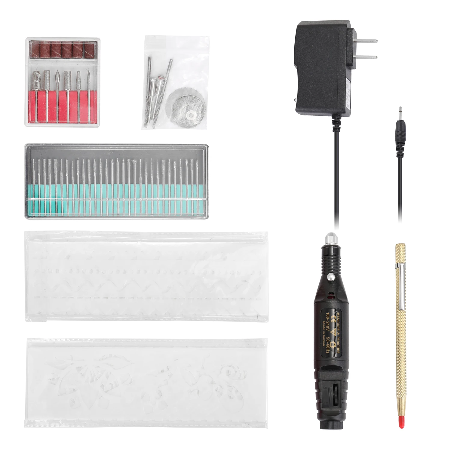 70pcs Mini Professional Electric Adjustable Speed Engraving Pen Set Polish Nail Machine Electric Grinder Drill DIY Tool Set - Цвет: Black US