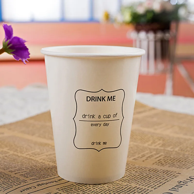 500pcs White thick cold and hot drink packaging paper cup 400ml 500ml disposable milk tea coffee juice cup with lid