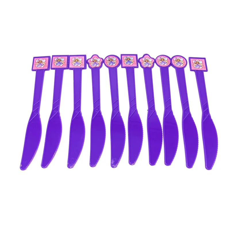 Sofia Princess Plastic Disposable Forks Spoons Knife Happy Birthday Party Baby Shower Decoration Tableware Events Supplies 10PCS