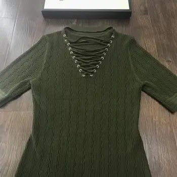 

New Chest Hollow Straps Knitted Sweater Women's Short Sleeve Bottoming Shirt Slim Sexy Ladies Pullover Top 2020 Female Knitwear