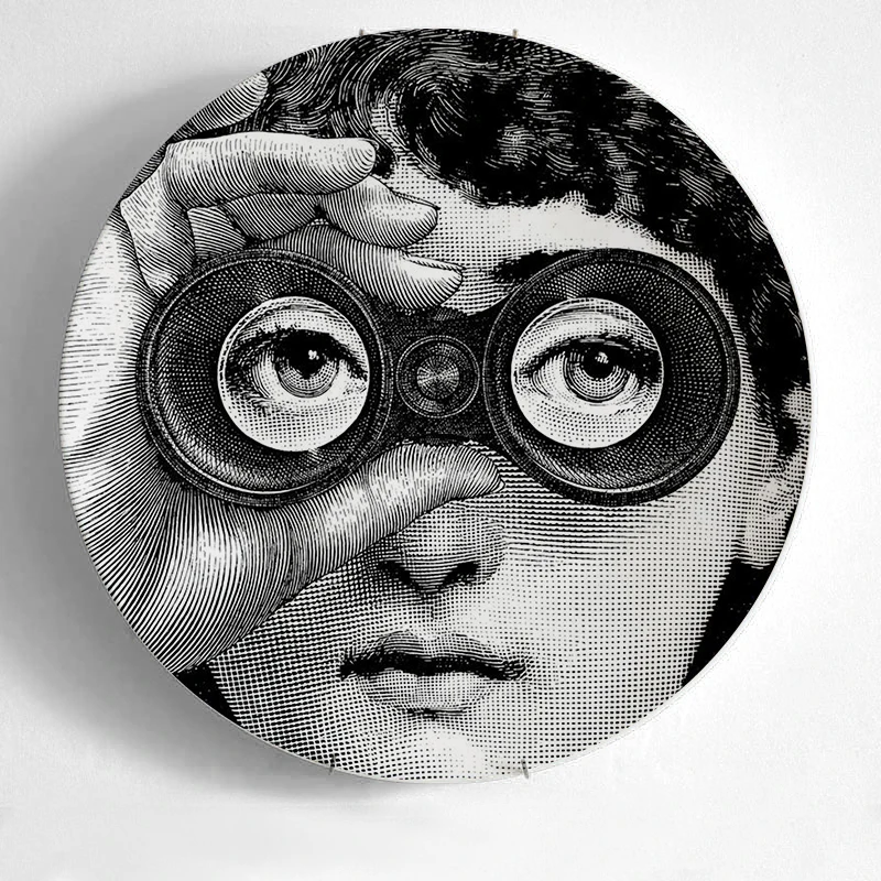 12 Топ Мода Milan rosenthal Piero fornasetti настенные тарелки цвет черный и белый иллюстрации подвесные блюда образец комнаты/дома/отеля украшения - Цвет: 12