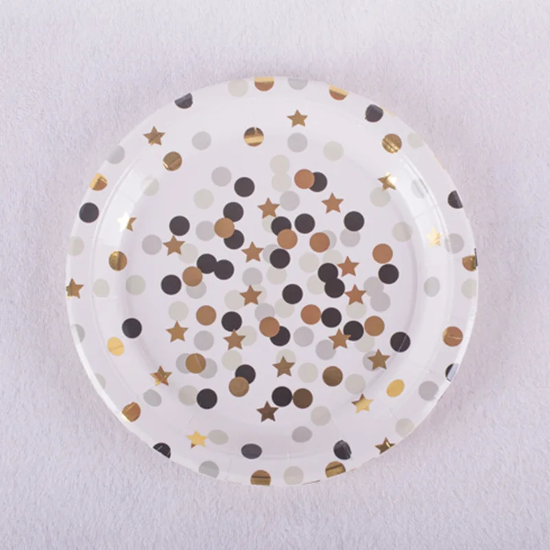 7inch 40 шт., новогодние, вечерние, золотые одноразовые столовые приборы, тарелки, салфетки под чашки, звезды для детей, день рождения, вечерние, свадебные, рождественские - Цвет: 7inch