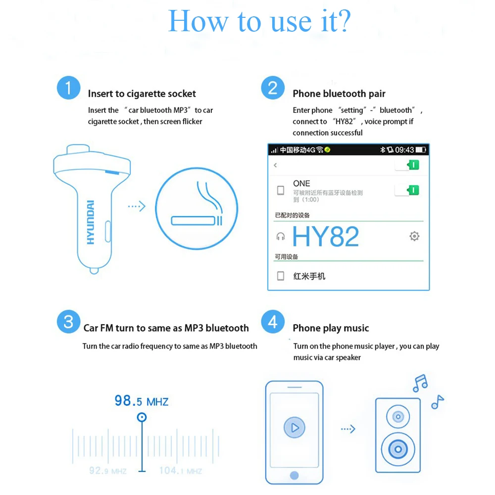 Bluetooth автомобильный комплект fm-передатчик светодиодный двойной USB 4.1A быстрое зарядное устройство дисплей напряжения MP3 плеер Micro SD TF воспроизведение музыки