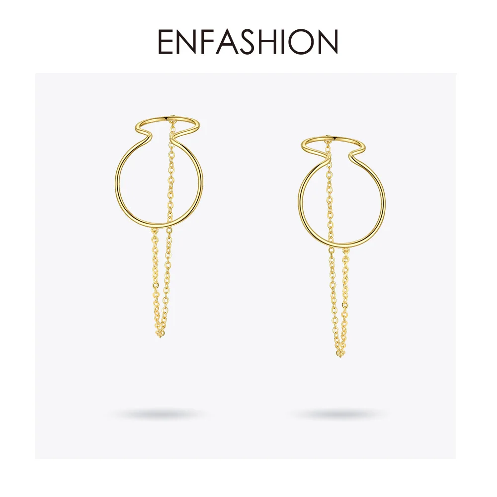ENFASHION, кривая линия, запонки для ушей, клипсы, серьги для женщин, золотой цвет, большие серьги, запонки, серьги без пирсинга, ювелирные изделия, Kolczyki E1124 - Окраска металла: Yellow gold color