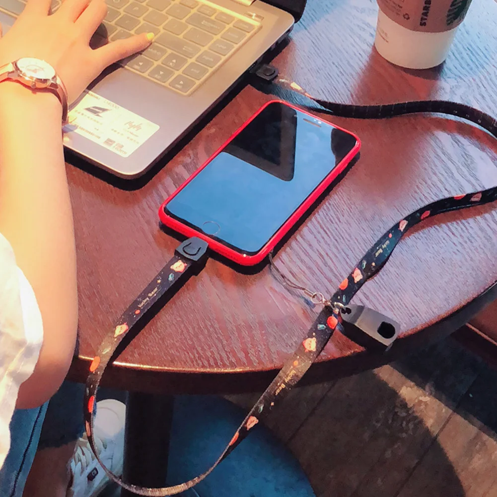 Практичный USB кабель 30 см с покрытием из АБС-пластика, зарядная лента для измерения, передачи данных в путешествии, передачи громкой связи, телефонные ремни, изоляционные, прочные, для офиса