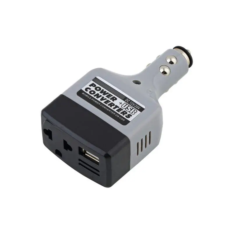 2 в 1 DC 12 V/24 V к переменному току 220V автомобильный Мощность преобразователя адаптер Зарядное устройство розетка для автомобильного прикуривателя Мощность+ USB Зарядное устройство