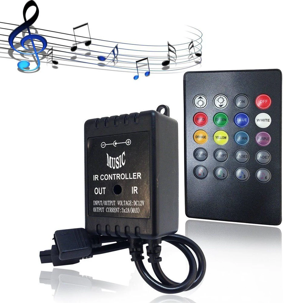 20 Key IR Sound Sensor Music Remote Controller for RGB 5050 3528 LED Strip Light 