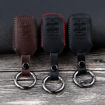 

Leather Car Remote Key Case Cover For Honda Accord Civic 2017 2018 CRIDER Pilot Vezel Fit CR-V XRV Crosstour HRV JAZZ