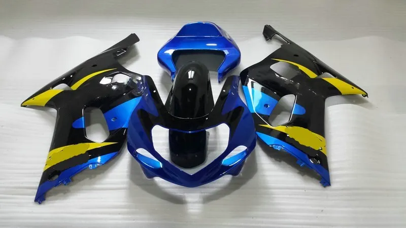 Привет класс обтекатель для GSXR600 750 K1 01 02 03 GSXR 600 GSXR750 2001 2002 2003 черно голубые