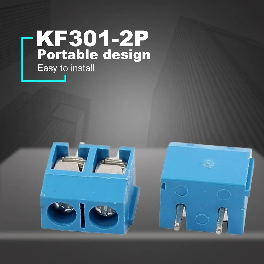 100 шт. KF301-2P 2 подключаемого модуля печатной платы Клеммная колодка Разъем 5,08 мм шаг Разъемы и клеммы для точности изготовления