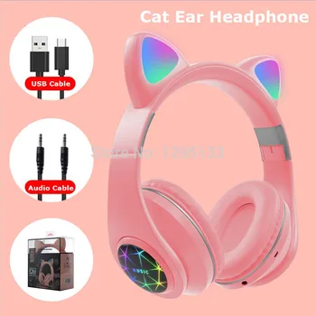 

M2 Cat Ear Luminous Head-mounted Headphone Wireless Bluetooth Headset gamer With Microphone Hands-free Music Earphone In Stock