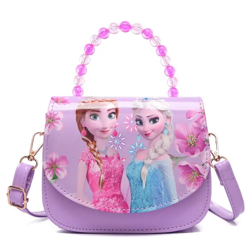 Disney-Bolso de mano de dibujos animados de Elsa y Anna para niñas, bandolera pequeña de princesa