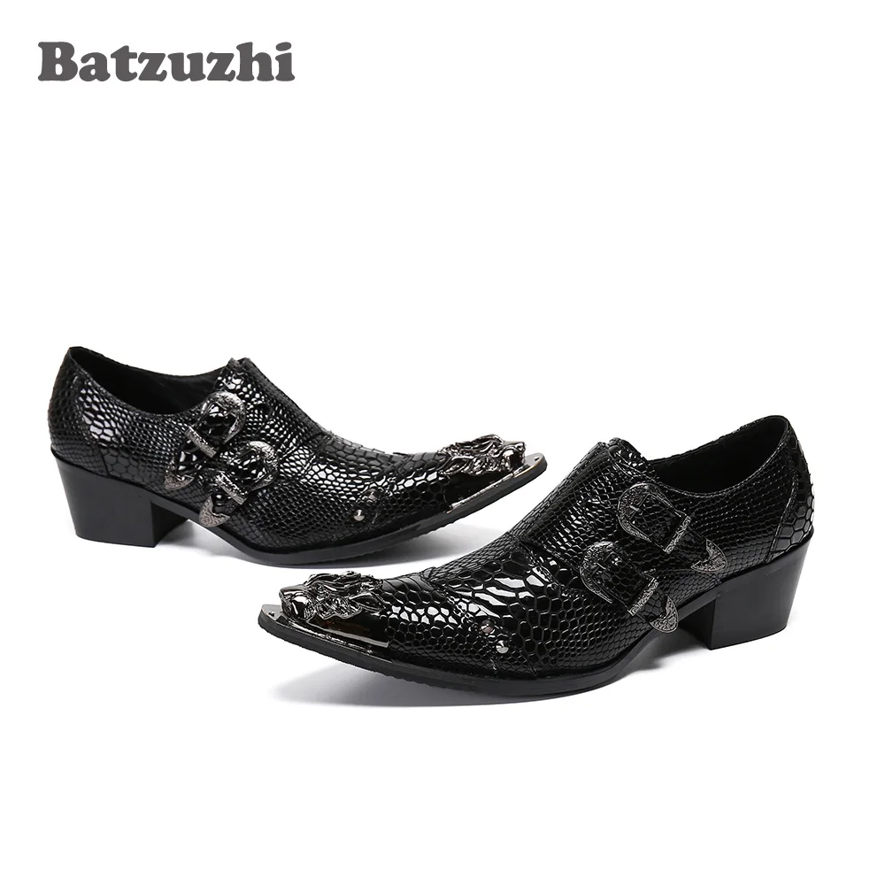 Batzuzhi Luxury Handmade Men Shoes Black Genuine Leather Dress Shoes Chaussure Homme Luxury Male Formal Party Flats Shoes,US6-12