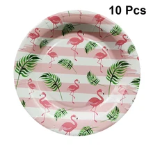 Placas de papel dos frutos da sobremesa do bolo para festas 10 pces prato descartável dos utensílios de mesa flamingo que imprime o prato redondo dos utensílios de mesa para(China)