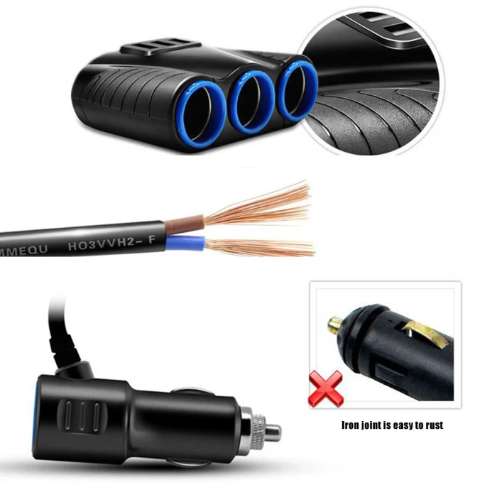 3 способа прикуривателя Разветвитель 5 В 3 USB зарядное устройство адаптер питания автомобиля YAN88