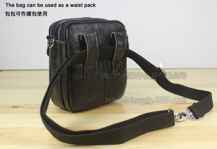 

Europe And America Fashion MEN'S Real-leather Bag Full-grain Leather MEN'S Single-shoulder Bag Shoulder Bag Black And White with