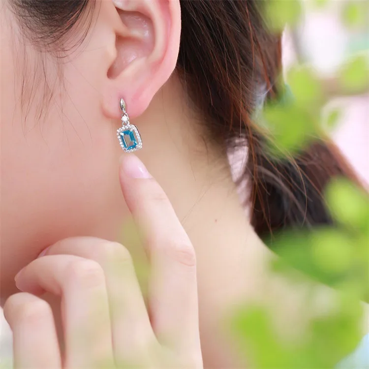 

Multicolored Ear Stud S925 Silver Plated 18k Gold with Natural Topaz Olivine Amethyst Garnet Earrings