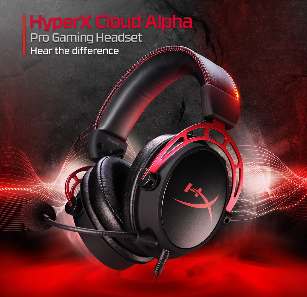 Игровая гарнитура HyperX Cloud Alpha red Signature HyperX подушечки для наушников, долговечность и Hi-Fi звуковые эффекты