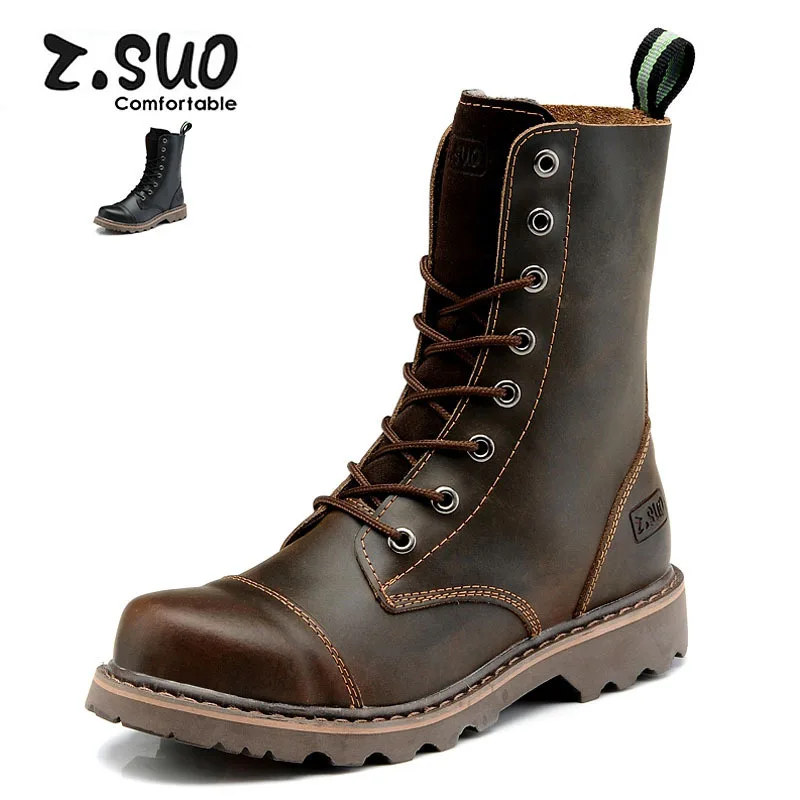 

Men Boots Genuine leather Lace-Up Motorcycle Boots Military Boot Combat Non-slip Infantry Tactical Boots Army Bots