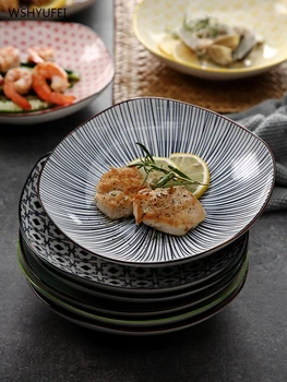 

1PC Ceramic Dinner Plates Beef Flat Plate fashion kitchen Tableware Set Creative Breakfast Plates Dishes Dessert pastries Dish