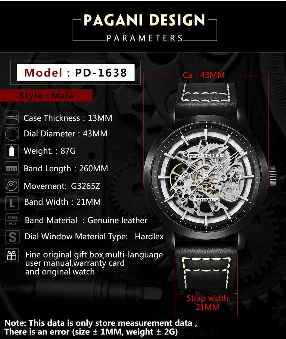 2021 Pagani Design New Men's Luxury Automatic Mechanical Watch Stainless Steel Waterproof Sports Leather Watch Relogio Masculino