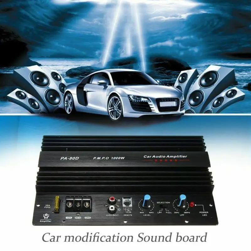 PA-80D 12V 1000W Mono Car Audio Power Amplifier Bass Subwoofer Amplifier Board
