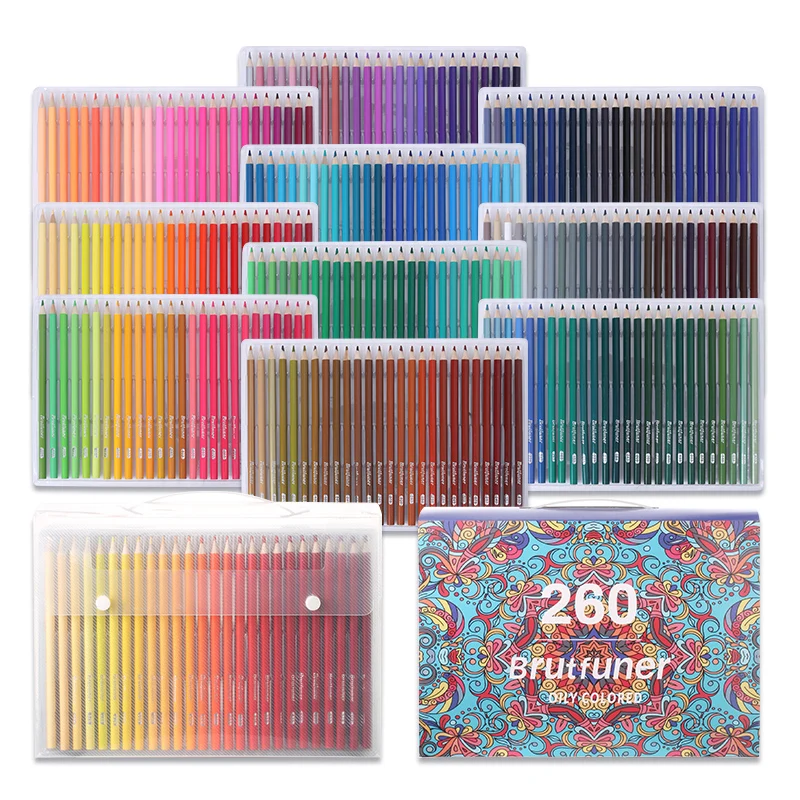 new 300 pcs oil colored pencils set soft wood drawing sketch colors pencil for school adults art pencil set gift supplies Brutfuner 48/72/120/160/180/260 Colors Professional Wood Colored Pencils Oil Sketch Pencil Set For School Drawing Art Supplies