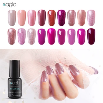 

Inagla 8ML Magenta Color Series Nail Gel Polish Soak off UV LED Nail Gel Polish Lacquer Varnish Top Base Coat Manicure Art Salon