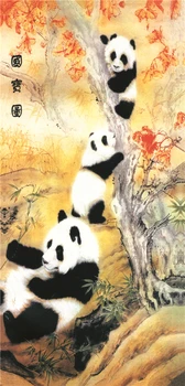

Wall Silk Scroll Hanging Artwork Painting,Chinese scroll painting landscape art painting home decoration picture - panda