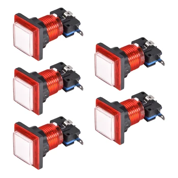 

uxcell Game Push Button 34x34 Square 12V LED Illuminated Push Button White Red 5pcs