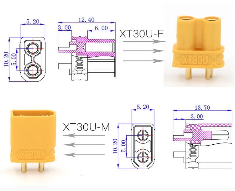 Интерфейс батареи XT60 Мужской Женский XT90 Разъем XT60PW, XT30U, MT60, MR30 вставка