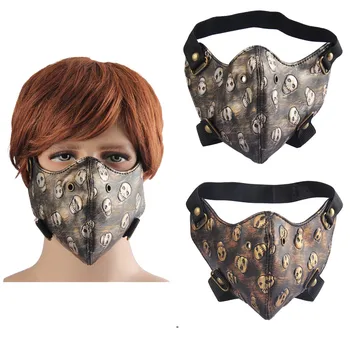 

Punk Leather Comfortable Reusable Motorcycle Biker Breathable Half Face Cover Anti-Dust Protective Sport mascaras Toiletry Kits