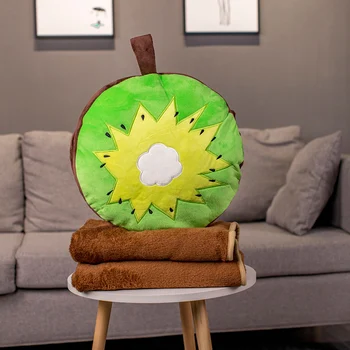 

Fruit shape plush hand warmmer as cushion with blanket Soft stuffed pillows three in one plush blanket as gifts