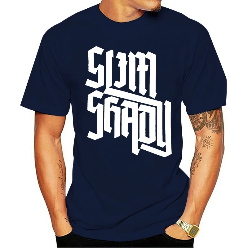 

t shirt Eminem Slim Shady Letter Script Logo Mens Black