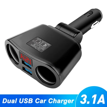 

For Opel Astra H G J Insignia Toyota Avensis Rav4 Ford Focus 2 3 Fiesta 3.1A 5V Dual USB Car Cigarette LCD Display Power Adapter