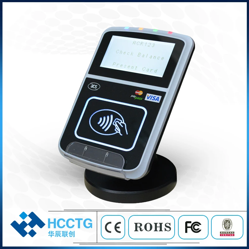 RFID считыватель смарт-карт PayPass EMV интеллектуальная платежная банковская система Бесконтактный кардридер с дисплеем Visa Mastercard ACR123U