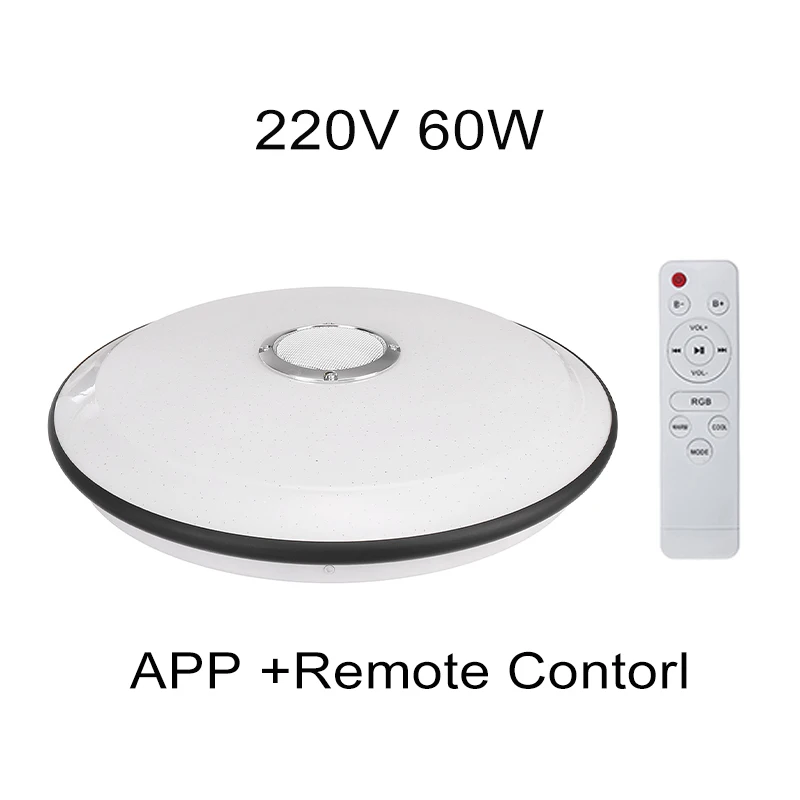 220V 60W With Remote 36 Вт 60 Вт современный музыкальный светодиодный потолочный светильник умный потолочный светильник RGB музыкальный светильник bluetooth динамик с регулируемой яркостью цветной светильник с пультом дистанционного управления - Цвет корпуса: 220V 60W With Remote
